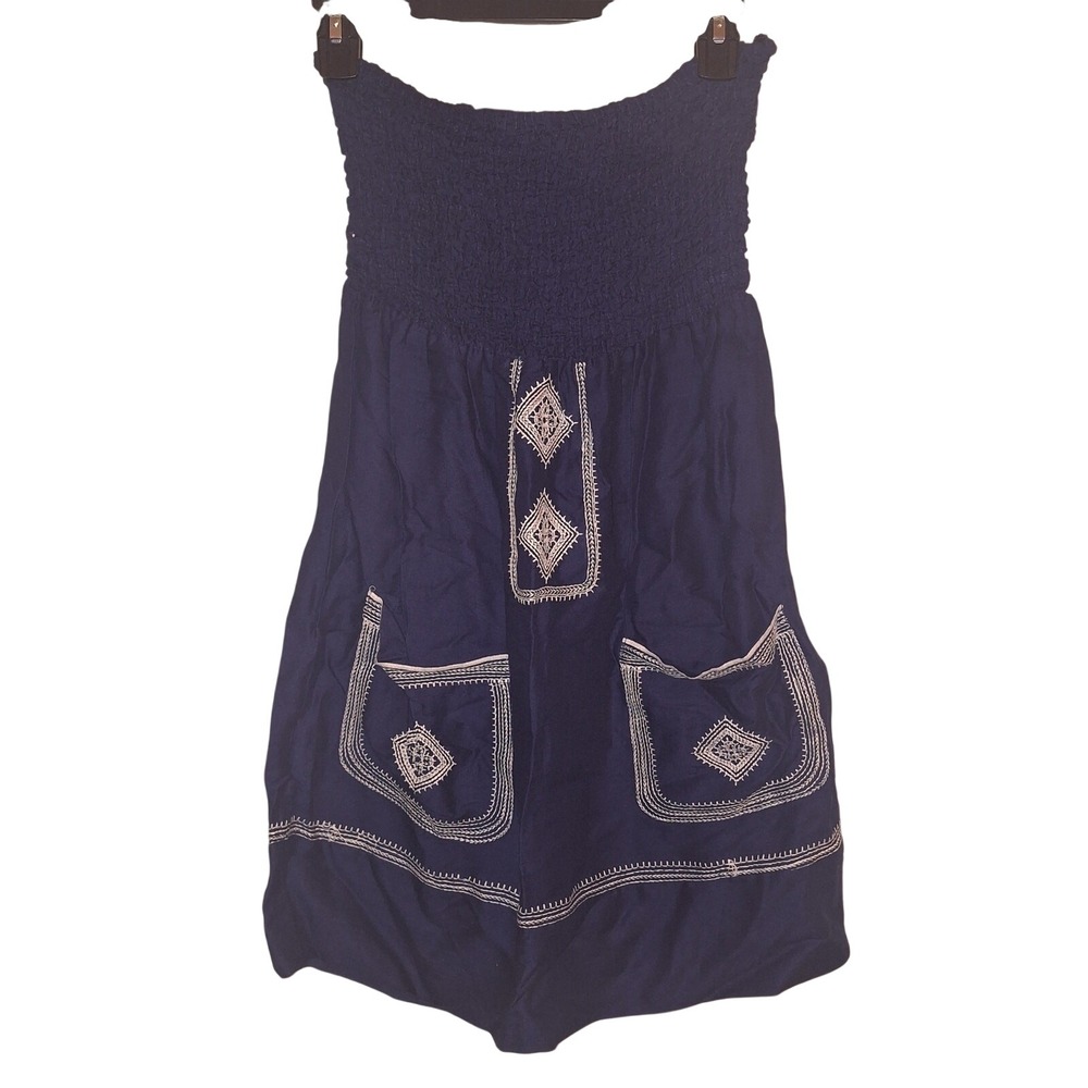 Vintage Havana Navy Blue Women's Size Small Embroidered Sleeveless Dress Swim‎